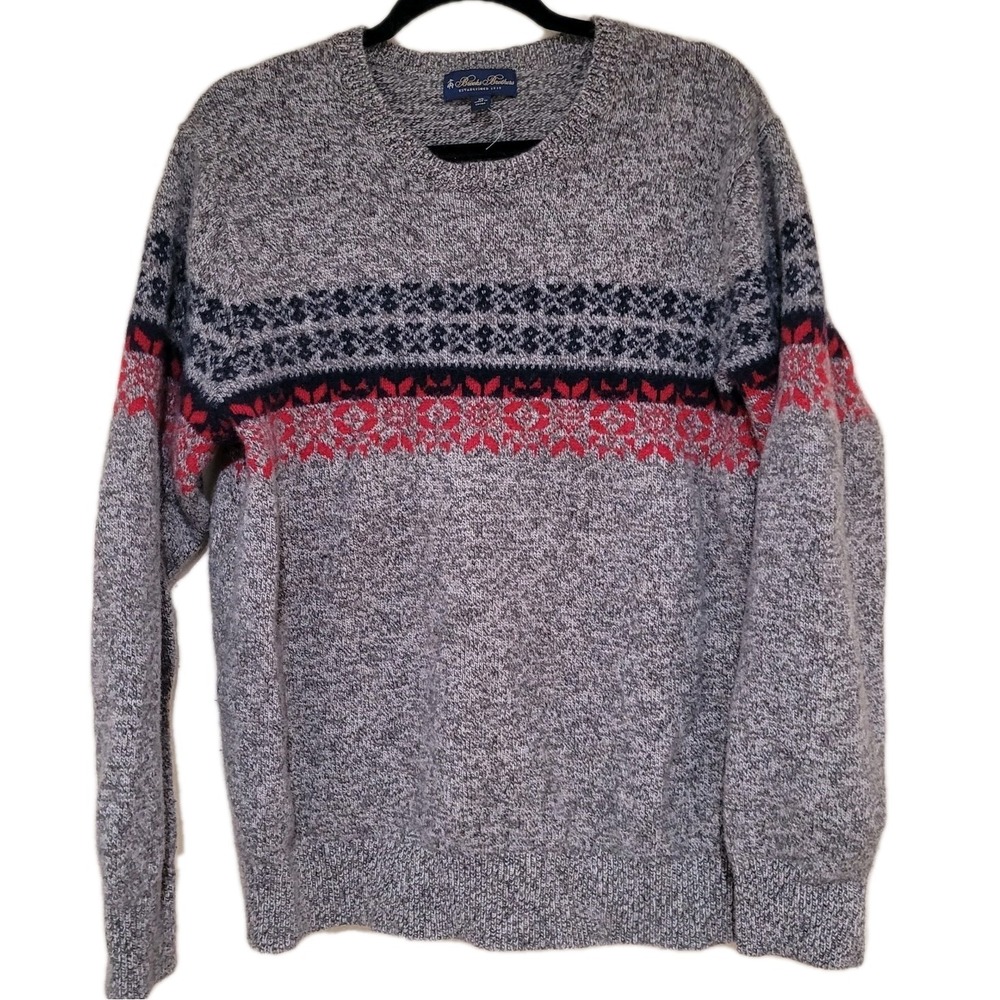 Brooks Brothers Wool Blend Fair Isle Preppy Crew Neck Sweater Large Heritage